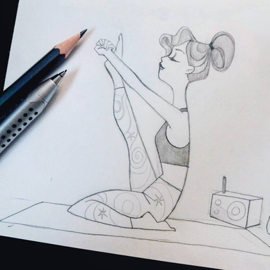 Yoga pose✏ #illustration #girl #yoga #illustratrice #wip #dessin #etirements #crayon #croquis #pilates #sport