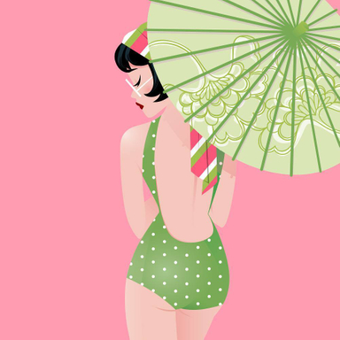 Baigneuse 
#vintage #illustration #illustratrice #characterdesign #pink #summer